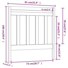 Vidaxl Čelo postele šedé 81 x 4 x 100 cm masivní borovice