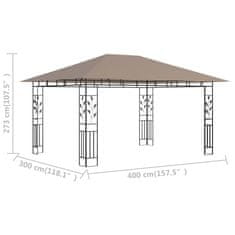 Vidaxl Altán s moskytiérou 4 x 3 x 2,73 m taupe 180 g/m²