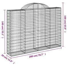 Vidaxl Klenuté gabionové koše 25ks 200x30x140/160cm pozinkované železo