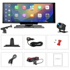 Multimediální přehrávač do auta 10, 26" dotykový displej, Mirrorlink, Android Auto, GPS, RGB, mikrofon, zesilovač, CarPlay, DVB+, duální Bluetooth, TF, duální fotoaparát 2 typy držáků