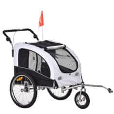 PAWHUT Přívěs Pro Psa Jogger Přívěs Na Kolo Přívěs Pro Psa Bílá+Černá 155 X 83 X 108 Cm 