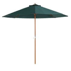 OUTSUNNY Dřevěný Slunečník Dřevěný Deštník Zahradní Deštník Balkonový Deštník 2,5 M Tmavě Zelená 