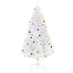 HOMCOM Vánoční Stromek Umělý Vánoční Stromek 180Cm Se Stojanem Včetně Dekorace (180Cm, Bílá/Vánoční Stromek 1) 