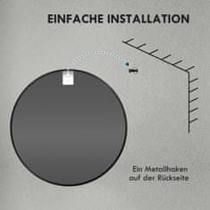 HOMCOM Koupelnové Zrcadlo, Ø60 Cm Koupelnové Zrcadlo S Hliníkovým Rámem, Háčky, Kulaté Nástěnné Zrcadlo Do Obývacího Pokoje, Předsíně, Černá 