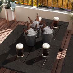 OUTSUNNY Set Pivního Stanu 3Dílný. Stůl 2 Lavice Otvor Na Slunečník Dřevěný Vzhled Terasa Balkon 180X80X73Cm Černá 