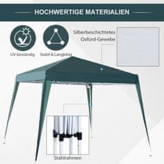OUTSUNNY Skládací Pavilon Pavilon Skládací Stan Párty Stan Vč. Přepravní Tašky 2,4X2,4M Ocelová Zelená 