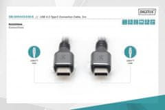 Digitus Připojovací kabel USB 4, TypeC na TypeC, AL-Housing PP Braid 4K@60Hz, PD3.0, 20Gbits/s, 3m, bl.