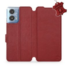 Mobiwear Kožené knížkové flip pouzdro - Motorola Moto G24 Power - Tmavě červené - L_DRS