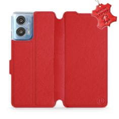 Mobiwear Kožené knížkové flip pouzdro - Motorola Moto G24 Power - Červené - L_RDS