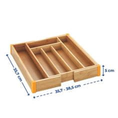 Maximex Organizér na příbory BAMBOO, nastavitelný, 25,5 - 38 x 36 x 5 cm