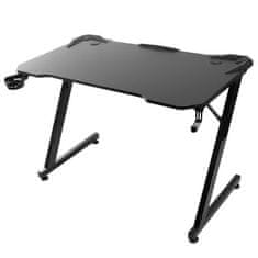 NanoRS Černý velký herní stůl , 150kg max, výška 750mm, 110x60x1,5cm, držák na šálek a sluchátka, RS345