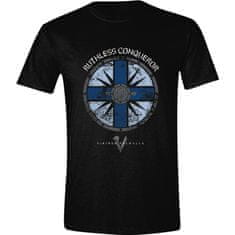 CurePink Pánské tričko Vikings Valhalla|Vikingové Valhalla: Nemilosrdný dobyvatel (L) černá bavlna