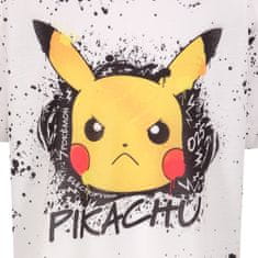 CurePink Dětské tričko Pokémon: Pikachu Splat (12-13 let) bílá bavlna