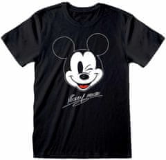 CurePink Pánské tričko Disney|Mickey Mouse: Mickey Face (XL) černá bavlna