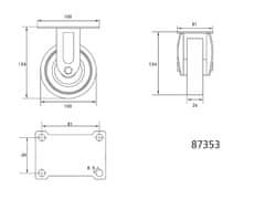 Vorel Kolečko pevné, gumové 45kg 100/26/134mm