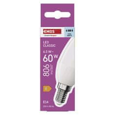 Emos LED žárovka Classic svíčka / E14 / 6,5 W (60 W) / 806 lm / studená bílá