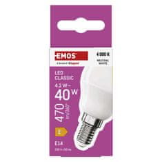 Emos LED žárovka Classic Mini Globe / E14 / 4,2 W (40 W) / 470 lm / neutrální bílá