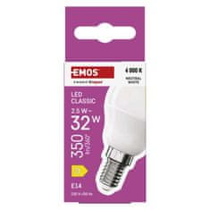 Emos LED žárovka Classic Mini Globe / E14 / 2,5 W (32 W) / 350 lm / neutrální bílá