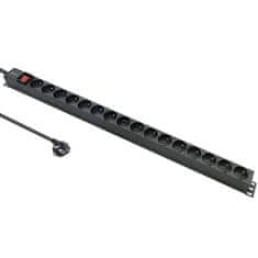 Qoltec Hliníková PDU lišta pro RACK | 16A | 16 x FRENCH | vertikální | 1,8m