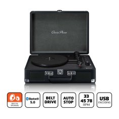 LENCO TT-115BK retro gramofon Bluetooth/USB/AUX se dvěma vestavěnými reproduktory, kufříkový