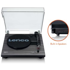 LENCO LS-10BK gramofon se dvěma vestavěnými reproduktory, dřevo