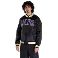 New Era Bomber LA Lakers NBA Applique Satin Bomber Jacket UNISEX Black/ True Purple M M Černá