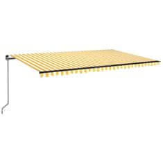 Vidaxl Ručně zatahovací markýza s LED světlem 500 x 350 cm žlutobílá