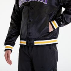 New Era Bomber LA Lakers NBA Applique Satin Bomber Jacket UNISEX Black/ True Purple M M Černá