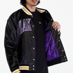 New Era Bomber LA Lakers NBA Applique Satin Bomber Jacket UNISEX Black/ True Purple M M Černá