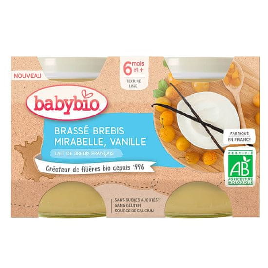 Babybio Brassé z ovčího mléka mirabelky vanilka 2x 130 g