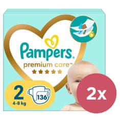 Pampers 2x Pleny jednorázové Premium Care vel. 2 (136 ks) 4-8 kg