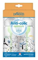 Dr.Brown´s Láhev kojenecká Anti-colic Wide Neck Dino 270ml, 2ks (WB92026)