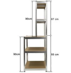 AHProfi Policový regál s pracovní plochou, 1000 x 600 x 1800 mm - AH3004