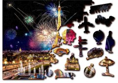 InnoVibe Wooden City Dřevěné puzzle Noční Paříž 2v1, 150 dílků EKO