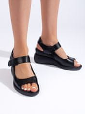 Amiatex Zajímavé sandály černé dámské na klínku, černé, 39