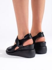 Amiatex Zajímavé sandály černé dámské na klínku, černé, 39