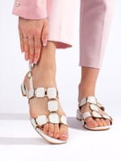 Amiatex Trendy bílé sandály dámské na plochém podpatku, bílé, 39