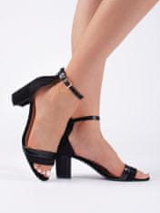Amiatex Luxusní dámské sandály černé na širokém podpatku, černé, 40