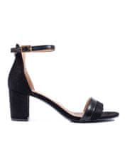 Amiatex Luxusní dámské sandály černé na širokém podpatku, černé, 40
