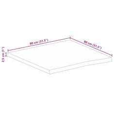 Vidaxl Stolní deska živá hrana 80 x 80 x 2,5 cm masivní mangovník