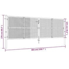 Vidaxl Pletivová zahradní brána pozinkovaná ocel 400 x 175 cm šedá