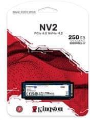 Kingston SSD 250GB NV2 NVMe PCIe M.2 2280 (ctení/zápis: 3000/1300MB/s;)