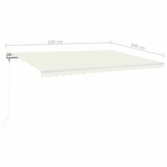 Vidaxl Automatická markýza LED a senzor větru 500 x 300 cm krémová