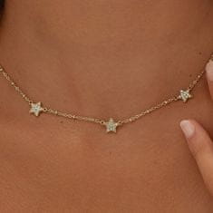 S'Agapõ Slušivý pozlacený náhrdelník s hvězdičkami Aurora SAR41