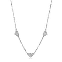 S'Agapõ Zamilovaný ocelový náhrdelník Třpytivá srdíčka Aurora SAR38