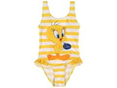 sarcia.eu Looney Tunes Tweety Dívčí plavky, žluté pruhované plavky 6-8 let 116-128 cm