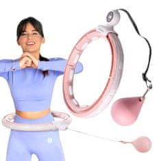 HMS Sada masážní hula hoop HMS HHM15 růžová se závažím, magnety a počítadlem a zeštíhlujícího pásu BR163 PLUS SIZE