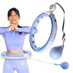 HMS Sada masážní hula hoop HMS HHM15 modrá se závažím, magnety a počítadlem a zeštíhlujícího pásu BR163 PLUS SIZE