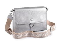 Kraftika 1ks stříbrná dámská kabelka crossbody s popruhem 27x18 cm