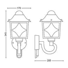 Philips Philips CAMBRIDGE SVÍTIDLO VENKOVNÍ NÁSTĚNNÉ s čidlem E27 max. 60W, IP44, černá broušená